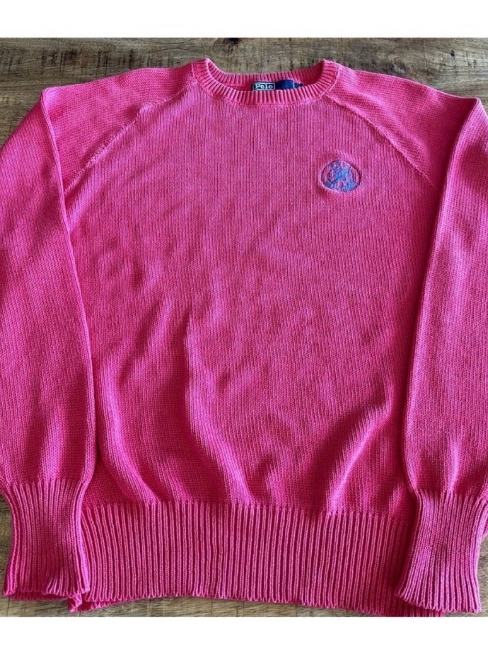 Ralph Lauren Pink Crewneck Sweater with Embroidered Logo